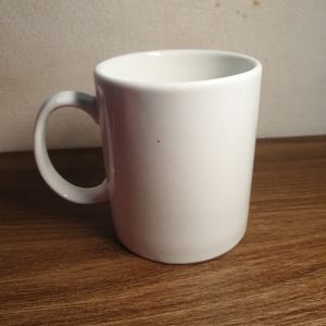 350ml cylindrical white ceramic water cup with ceramic handle